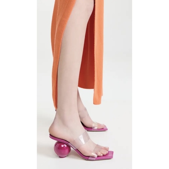 NIB Cult Gaia Nhu Spherical-Heel Transparent Sandals in Bloom Sz. 6 - Picture 3 of 8